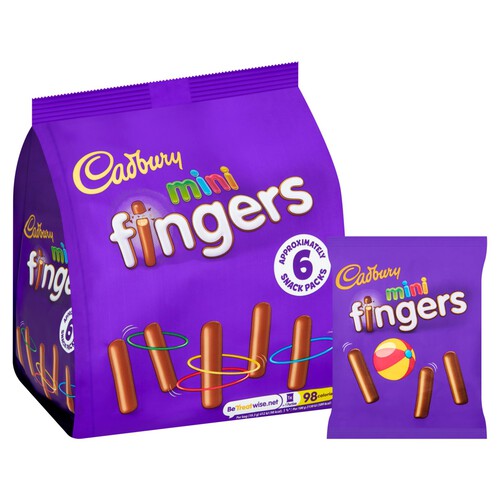 Cadbury mini fingers chocolate biscuits bag 6 pack