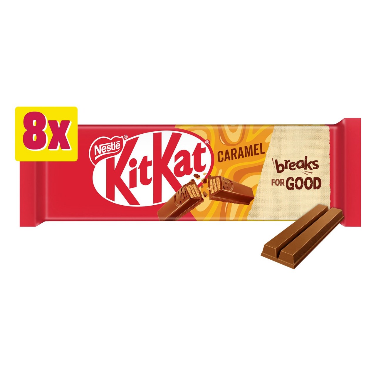 KitKat 2 Finger Caramel Milk Chocolate Biscuit Bars 8 Pack Multipack