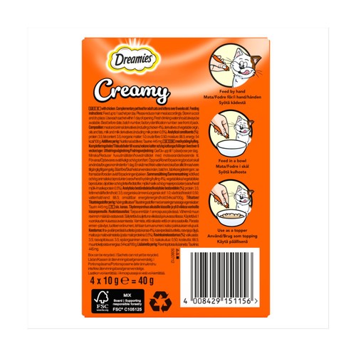Dreamies Creamy No Sugar Cat Treats With Chicken 