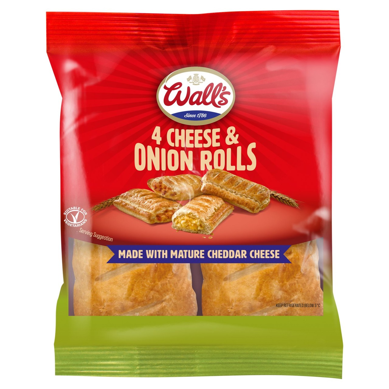Walls 4 Cheese & Onion Rolls 4x55g