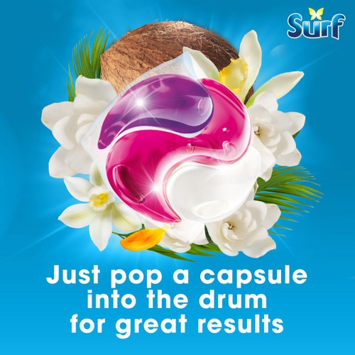 Surf 3 in 1 Laundry Washing Detergent Capsules Coconut Bliss 15 Washes