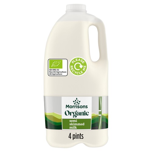 Morrisons Organic British Semi Skimmed Milk 4 Pint