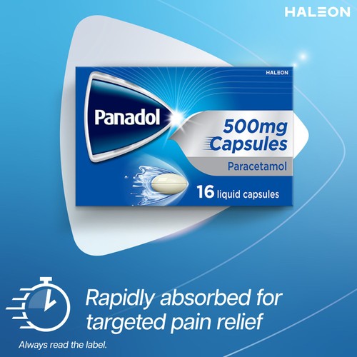 Panadol Paracetamol 500mg Liquid Capsules 16 Capsules