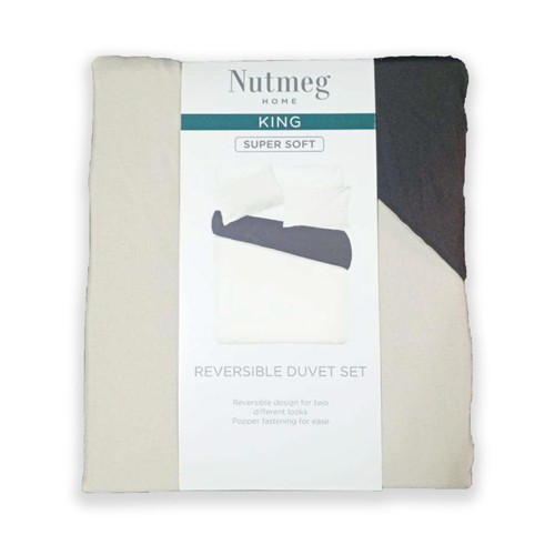 Nutmeg Home Soft Touch Black Reversible Duvet Set King