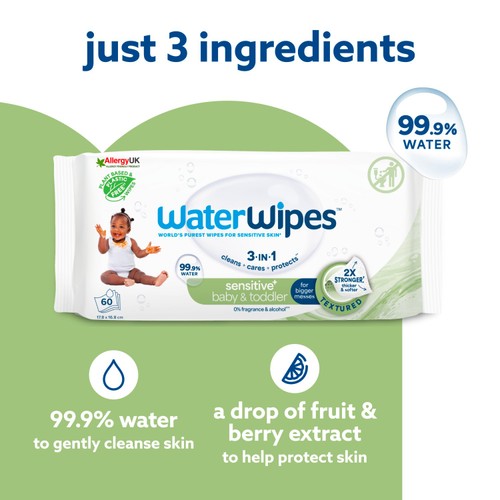 Waterwipes Biodegradable Textured Baby Wipes 60 Pack