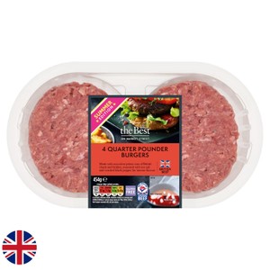 Morrisons 5% Fat 4 British Beef Quarter Pounders 454g