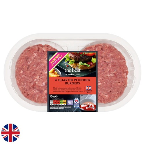Morrisons The Best British Beef Quarter Pounder Burgers 4 Pack454g