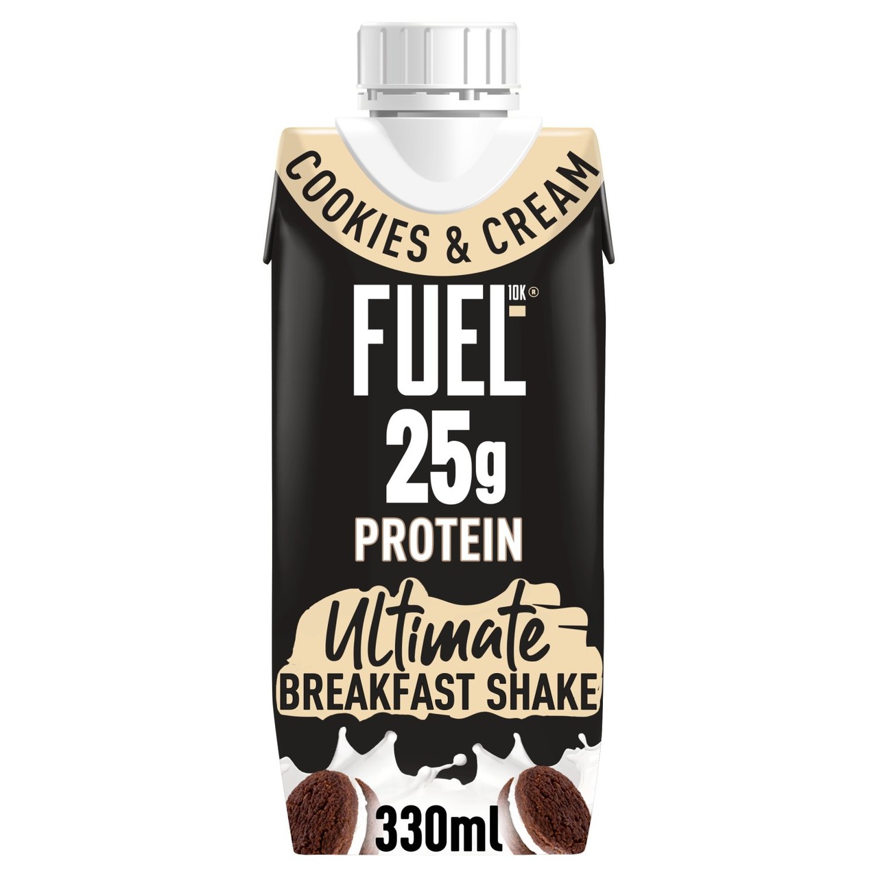 FUEL10K Cookies & Cream 25g High Protein Breakfast Shake Drink 330ml