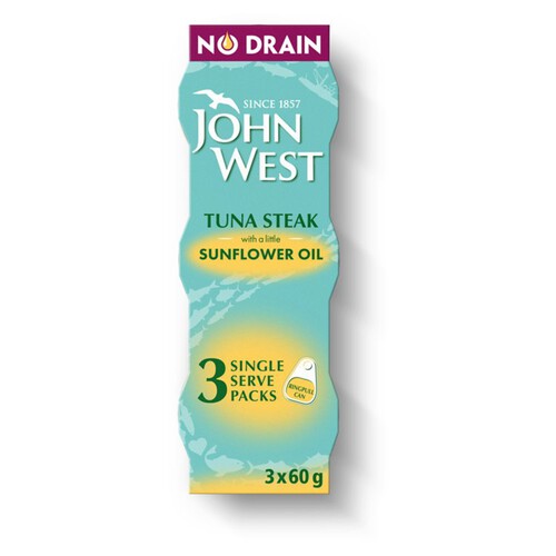 John West No Drain Tuna Steak in Oil (3x60g)