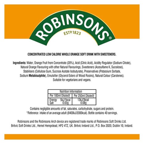 Robinsons Double Strength Orange Squash 