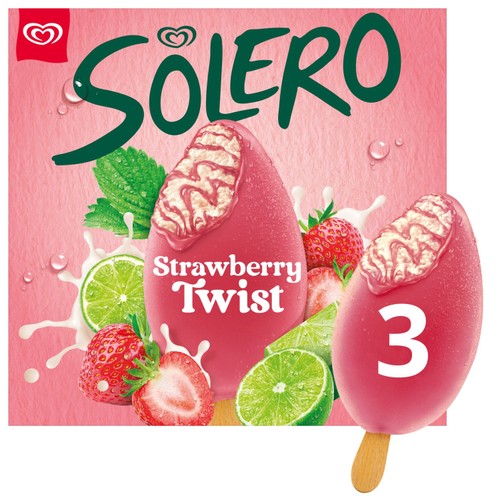 Solero Strawberry Twist Ice Cream Sticks 3 x 90ml