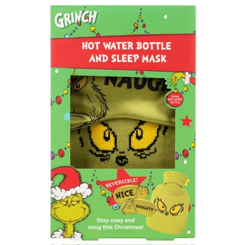The Grinch Hot Water Bottle And Eye Mask Set