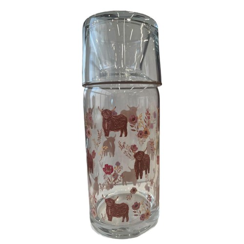 Home Style Highland Cow Printed Carafe With Brown Rim 700ml