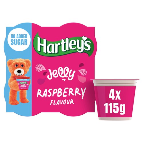 Hartleys No Added Sugar Jelly - Raspberry Flavour 4x115g