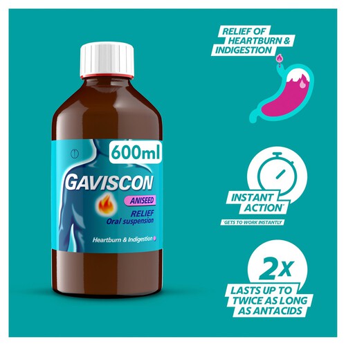 Gaviscon Liquid Heartburn & Indigestion Relief Aniseed Flavour