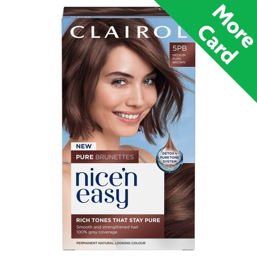 Clairol Nice'n Easy Pure Brunettes Hair Dye Medium Mocha Brown 5PB