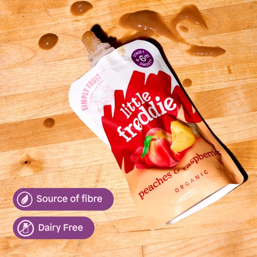 Little Freddie Organic Peaches & Raspberries Baby Food Pouch 6+ Months