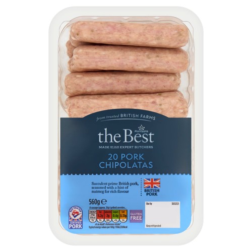 Morrisons The Best 20 Pork Chipolatas 560g