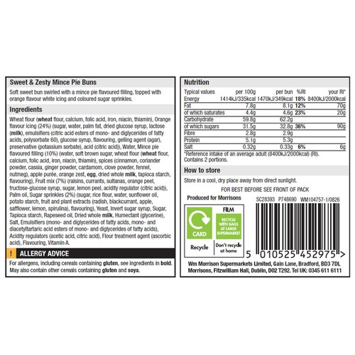 Morrisons Mince Pie Buns 2 Pack