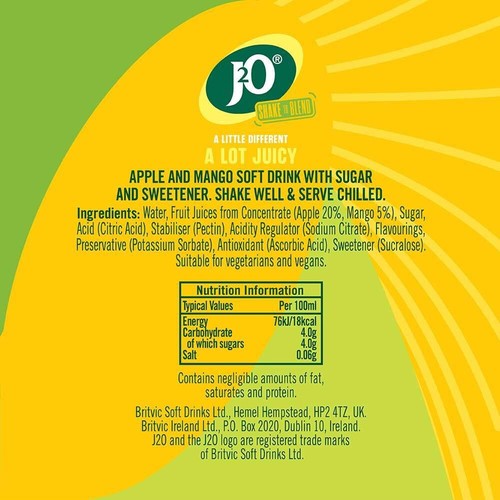 J2O Apple & Mango 4 Bottles 