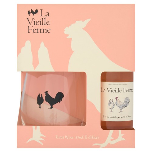 La Vieille Ferme 187Ml Rose Wine And Glass