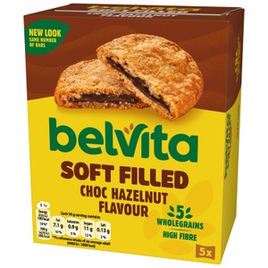 Belvita Breakfast Soft Bakes Chocolate Filled Cereal Snack Bars Pack 5 x 50g