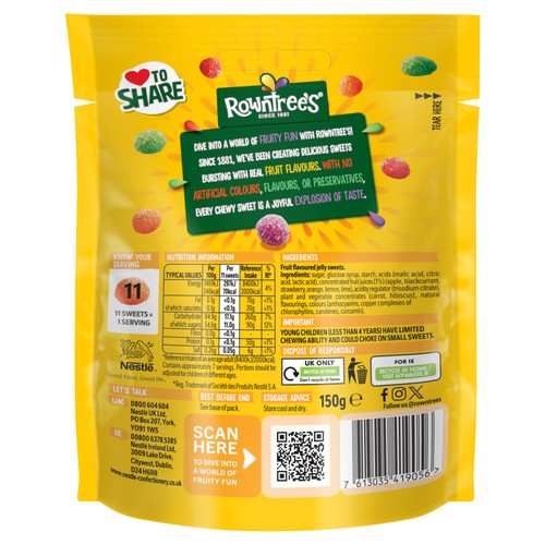Rowntree's Jelly Tots Sweets Sharing Pouch Vegan 150g