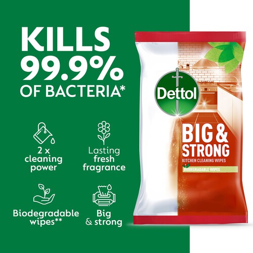 Dettol Big & Strong Antibacterial Kitchen Cleaning 25 XL Wipes