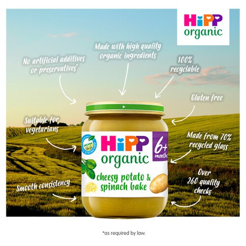 HiPP Organic Cheesy Potato & Spinach Bake Baby Food Jar 6+ Months