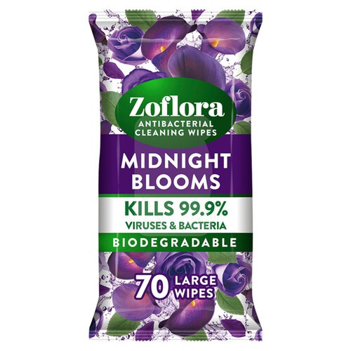 Zoflora Antibacterial Large Cleaning Wipes Midnight Blooms 70pk