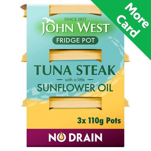 John West No Drain Fridge Pot Tuna Steak In Sunflower Oil (3x110g)