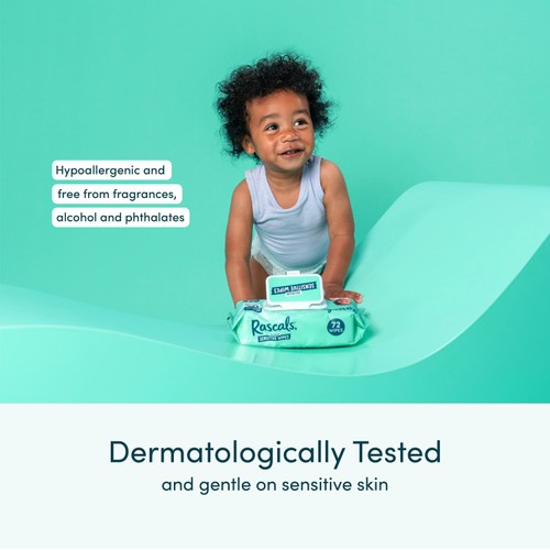 Rascals 52 Sensitive Biodegradable Wipes 