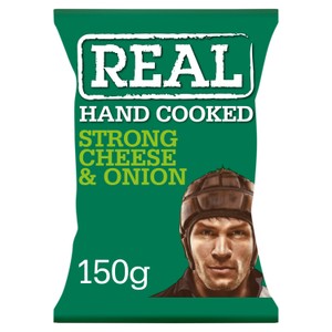 Real Handcooked Strong Cheese & Onion Potato Crisps   150g