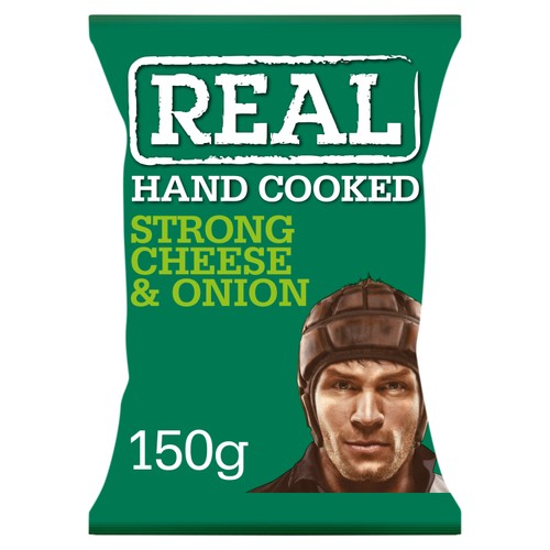 Real Handcooked Strong Cheese & Onion Potato Crisps   150g