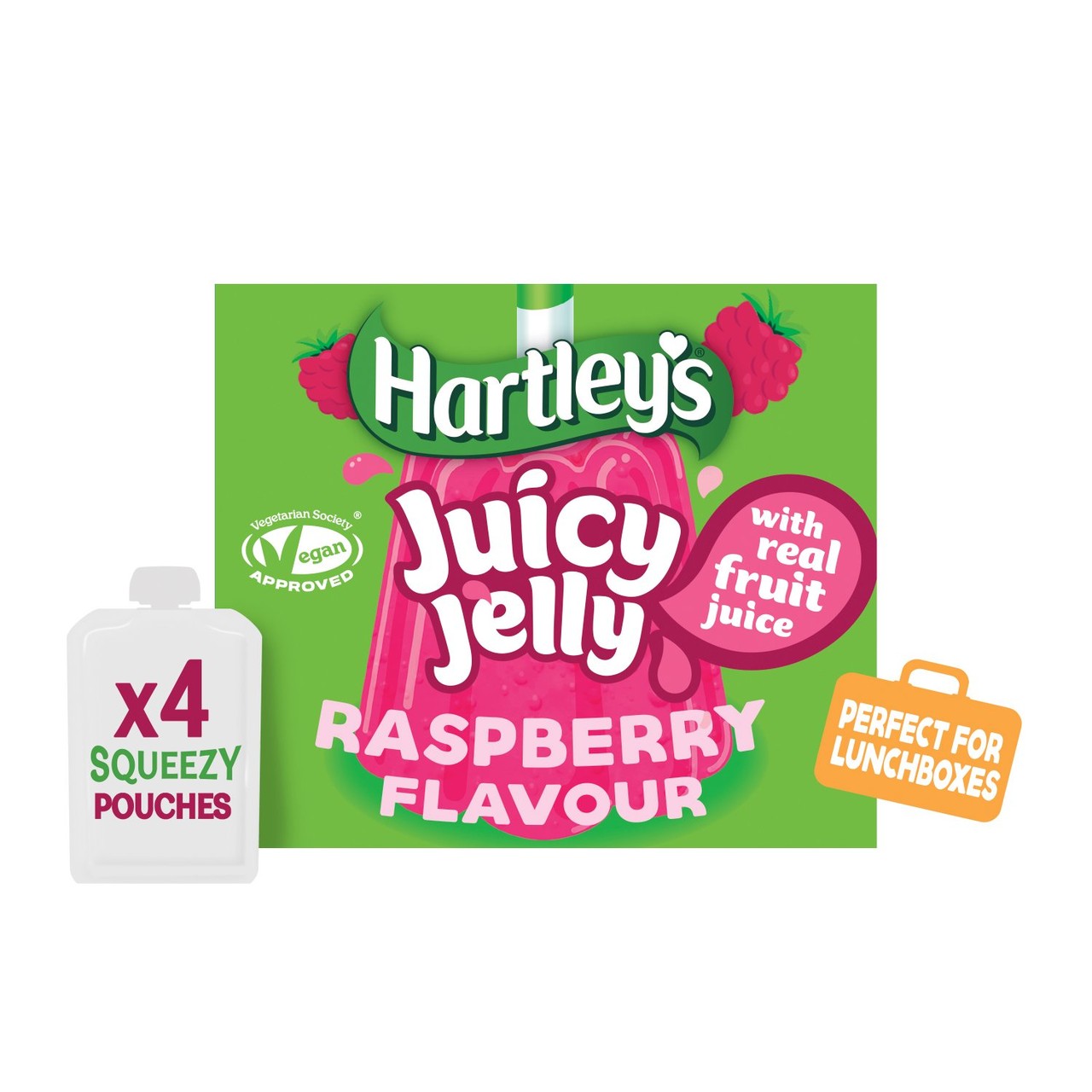Hartleys Raspberry Flavour Juice Jelly Pouches 4 x 90g