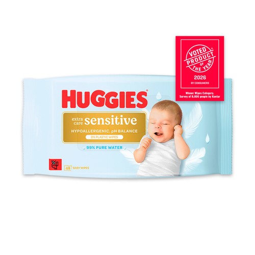 Huggies Pure Extra Care Sensitive Plastic Free Baby Wipes 48 Pack