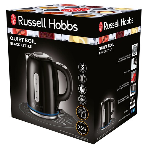 Russell Hobbs Stainless Steel Quiet Boil Kettle Black 20462