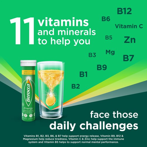 Berocca Energy Food Supplement Mango Effervescent Tablets