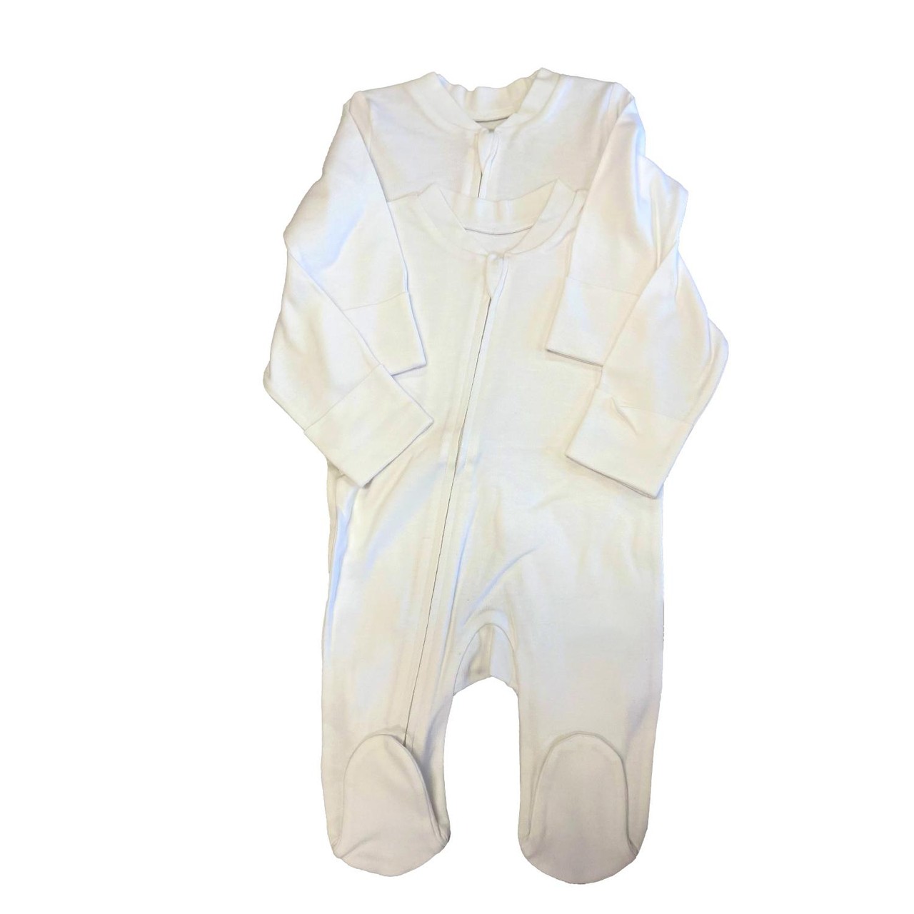 Nutmeg White Zipped Sleepsuits 2 Pack Newborn