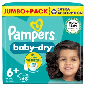 Pampers Baby Dry Nappies Full Cut Taped Size 6+ Giant Plus