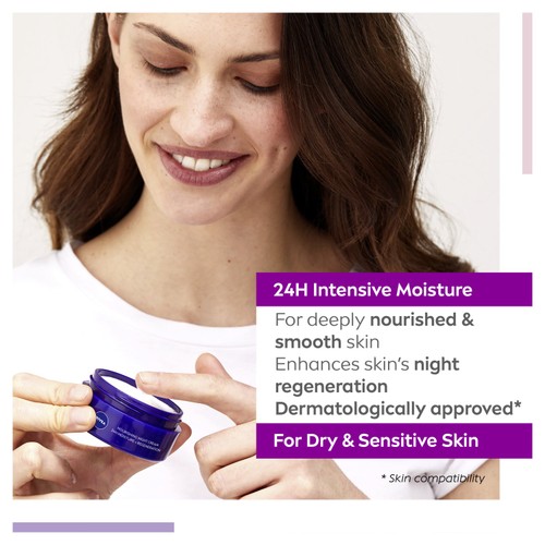 NIVEA Nourishing Night Cream Moisturiser Dry & Sensitive Skin 50ml