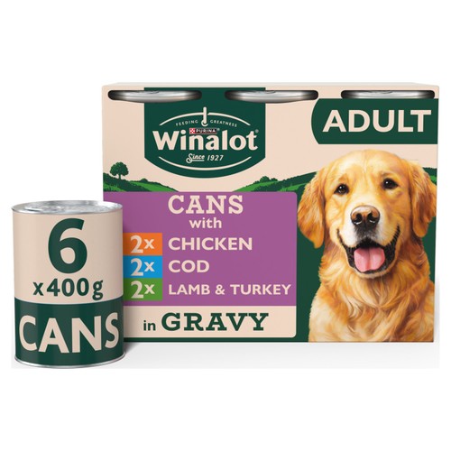 Winalot Cod In Gravy Wet Dog Food  6 x 400g