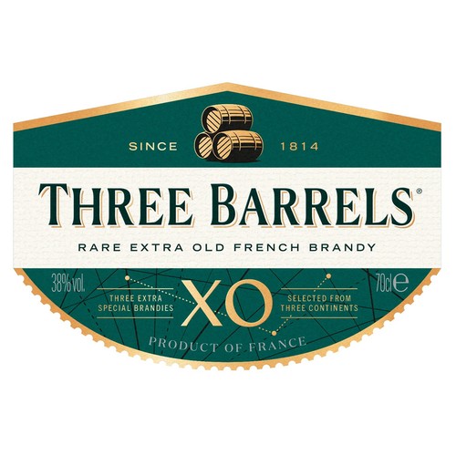 Three Barrels XO Rare Extra Old French Brandy 70CL