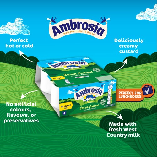 Ambrosia Devon Custard Dessert Snack Pots Multipack 4 x 120g
