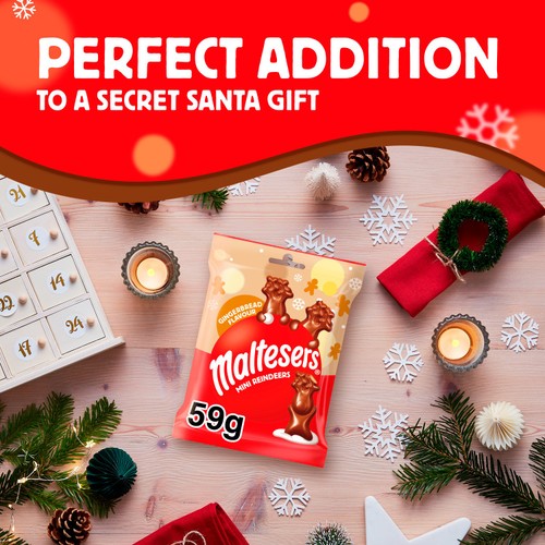 Maltesers Mini Reindeer Gingerbread Chocolate Christmas Treats Bag 59g