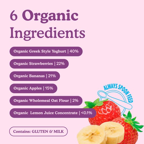 Little Freddie Strawberry & Banana Yoghurt Pouch 6 Months+ 100G