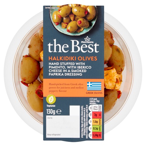 Morrisons The Best Halkidiki Pimento Stuffed Olives With Iberico Cheese