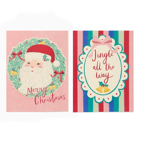 Morrisons Duo Retro Santa Cards Packaged Cards 10Pk