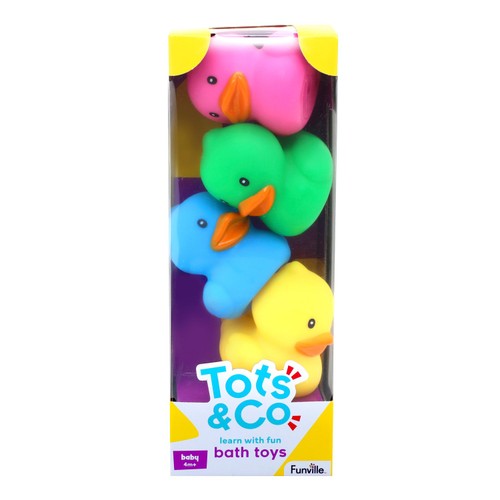 Coloured Ducks Bath Toys 4Pk