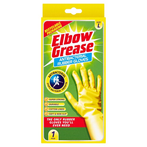 Elbow Grease Anti Bacterial Rubber Gloves Large